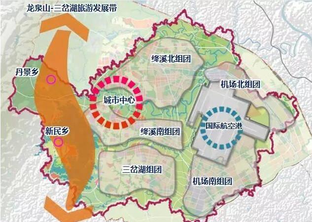 成都天府空港新城规划空间结构示意图