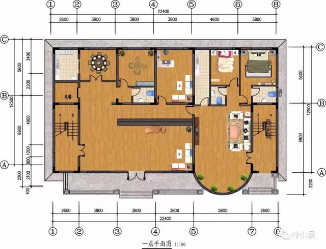 1 m 建筑情况:18室7厅20卫4厨1书房1屋顶花园 平面布局 一层双门厅