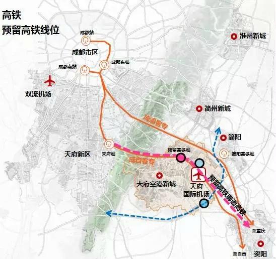 成都天府国际空港新城交通规划图独家曝光,多条地铁