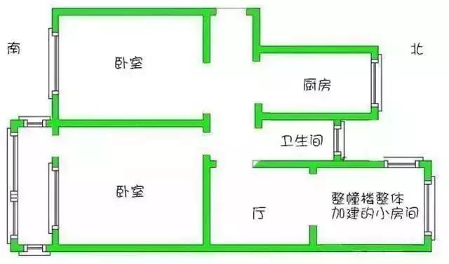 手绘两室户型图